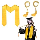 Feliz graduación 2021: la estola de oro de graduación con honor de graduación puede agregar glamour a su ceremonia de graduación 2021. Puede usar esta decoración de graduación con amigos, compañeros de clase o hermanos para la ceremonia de graduación, el coro y las fotos. ¡Será un recuerdo que nunca olvidarás!