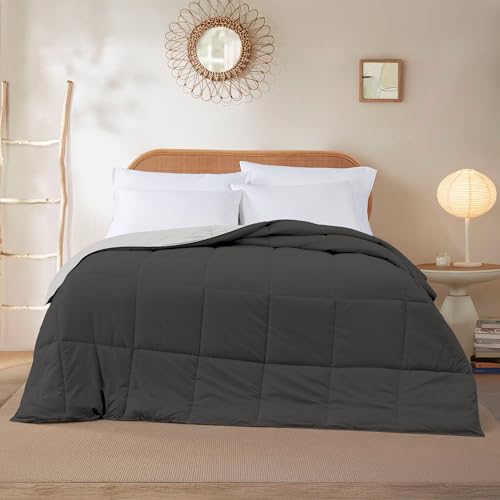 Image of Modern Threads Down Alternative Reversible Comforter Dark Gray /Gray Queen