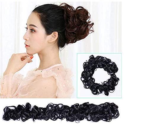 SUPER MARCHE Frill & Fabulous Elevate Your Hairstyle with Women's Hair Extension Pack of 2! Perfect for Ponytails and Buns, Embrace Effortless Elegance in Every Style. (BLACK)