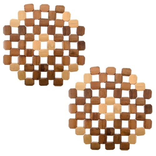 Bargain House Placemats – Bamboo Placemats Octagon - Heat Pad Insulation – Dining Table Mats - Wood Table Placemat – Non-Slip Sturdy Mats – Heavy Duty – Sturdy & Durable (Pack of 2)