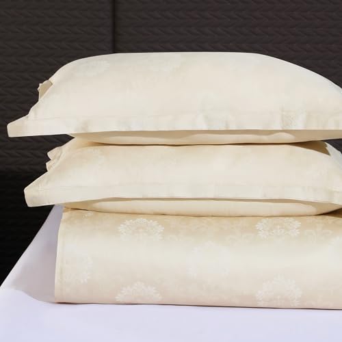 Image of Story@Home Supersoft Long Staple Premium Cotton Sateen Weave Compact Yarn King Size Floral Printed Flat Double Bedsheet wih 2 Pillow Cover I 500 TC, 108x108 Inch - Ash Grey