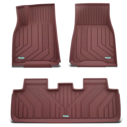 YHTAUTO Custom Fit Light Red Car Floor Mats for Tesla