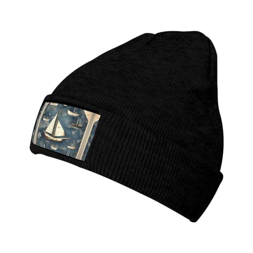 YQxwJL Cappello unisex con stampa mappa nautico uomo donna cappello a maglia cappello invernale cappello skater cappello, Nero, Taglia unica