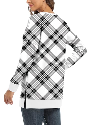 BETTE BOUTIK Women's Drop Long Sleeve Sweatshirts Casual Crewneck Tunic Tops Sweartshirts With Side Slits S-3XL