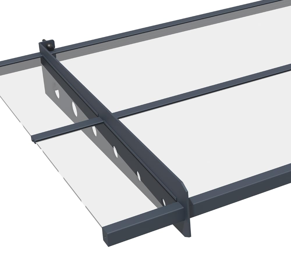 WESTMANN Auvent en métal Cola 150, acier revêtu par pulvérisation et aluminium, panneaux en polycarbonate transparent, anthracite, résistant aux intempéries et facile d'entretien, montage facile avec