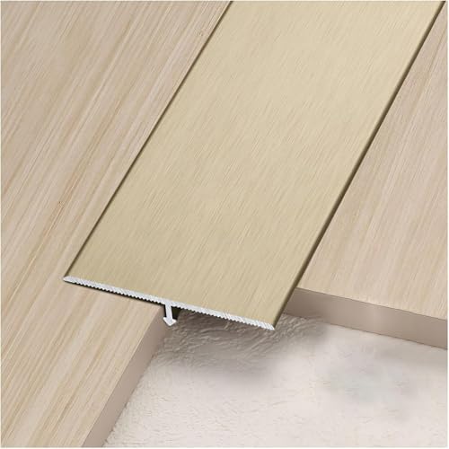 2 Piezas Barre de Seuil, Profilé de Transition en Aluminium, Moulure en T, Bande de Séparation pour Sol pour Portes, Seuil Stratifié, Transition Moquette et Carrelage (Champagne, 1.5cmx1.35m)