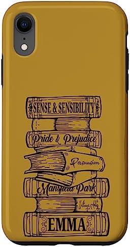 iPhone XR Jane Austen Pride and Prejudice & Mr. Darcy Book Stack Fans Case