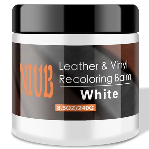 NIUB Leather Recoloring Balm, 8.5Oz White Leather Color Restorer, Leather Scratch Remover, Leather Restorer for Couches,Furniture,Leather Shoes, Leather Couch Paint, Quick Dry Leather Balm