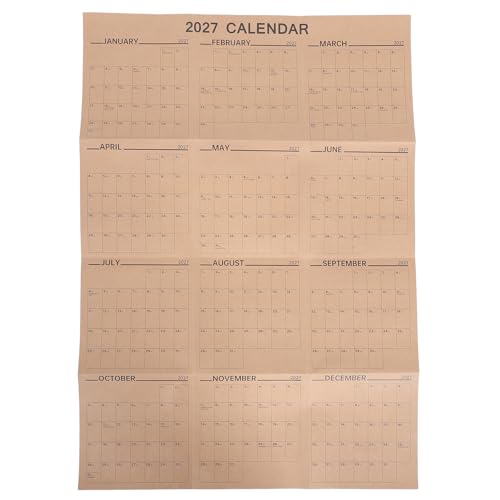 Calendario anual de pared 2027 planificador grande en ingles de papel kraft borrable