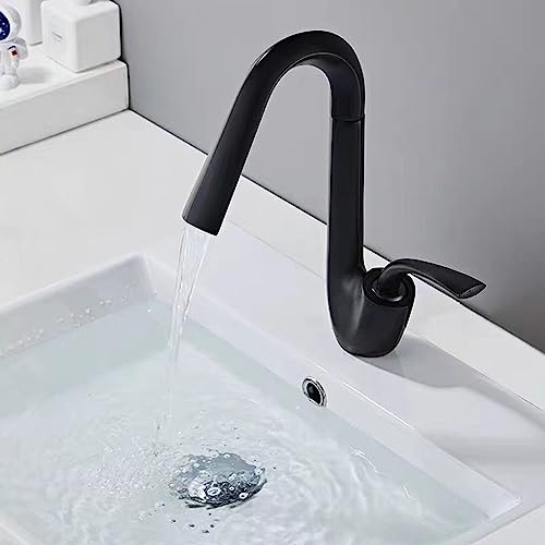 Robinet d'évier de cuisine et lavabo salle de bains cuivre doré brossé avec tuyau