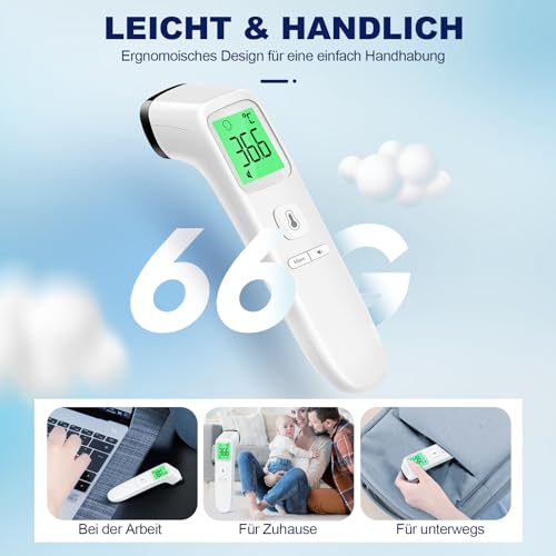 Viproud Fieberthermometer für Babys Kinder Erwachsene, Kontaktloses Stirnthermometer, Digitales...