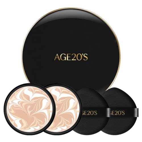 Image of [Vegan] AGE20'S Signature Essence Pact | Pack of 2 | 13C | Korean Cushion Foundation | Cream Foundation, Dewy & Glow Finish, Natural Coverage, SPF 50+