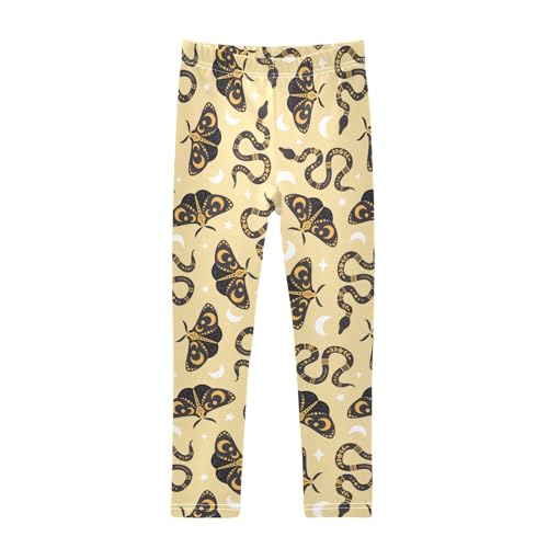 Moth and Snake Girls Leggings,Workout Leggings for Girls Toddler Athletic Leggings Size for 3-10T