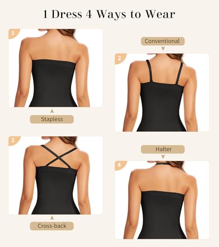 Image of Slip Dress for Women Full Slip for Under Dresses Shapewear Tummy Control Long Slip with Back Slit