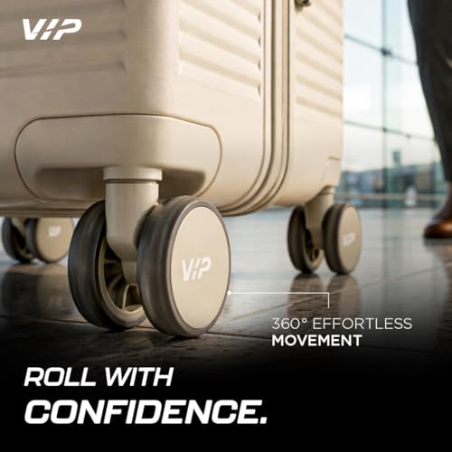 Image of VIP FLEX9010 Expandable Cabin Trolley Bag 55cm | Small | Hard Luggage | 8-Wheel Business Travel Suitcase with 15.6 inch Laptop Compatible | Flushed TSA Lock | 3 Years International Warranty (Beige)