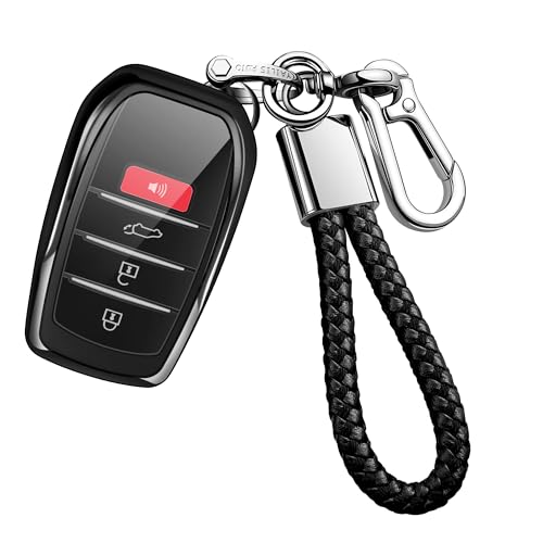 Autophone Compatible with Toyota Key Fob Cover with Keychain,360 Degree Protection Case Shell (Purple Black)