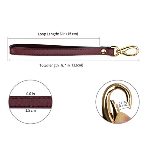 Allzedream Wristlet Strap Genuine Leather Replacement Clutch Purse Key Wrist Lanyard (Wine) Medium #TOP3