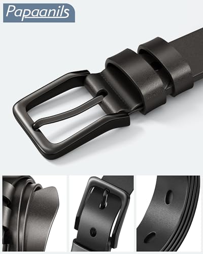Papaanils Mens Black Dress Belt,Genuine Casual Mens Belts Leather for Jeans and Golf, Width1.5 - Image 5