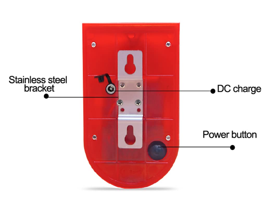ThreeH Luz Solar de Alarma con Detector de Movimiento Mando a Distancia IP65 Luz Solar de Alarma 4 Modos de Trabajo 110dB Sonido Fuerte Luz de Sirena de Seguridad