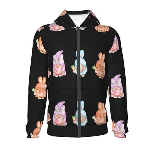 Happy Easter Gnomes Kids Pullover Hoodies Boys Zip Up Sweatshirts Girls Athletic Clothes with Pocket2