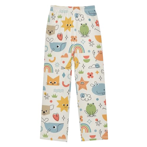 Playful Animal Boys Pants Boys Athletic Pants Long Pant for Boywith Pockets Wide-Leg Size 6-14Y