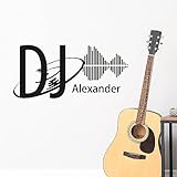 wandtattoo dj  GRAZDesign Wandtattoo DJ Wunschname mit Platte und Equalizer Music Wohnzimmer - 86x40cm / 070 schwarz