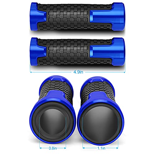 Mocar 7/8" 22Mm Motorcycle Handlebar Grips With Grip Ends For Yamaha Yzf R1 R3 R6 R15 R25 R125 600R (Blue, Small) #TOP4