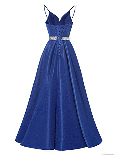 Yexinbridal Glitter Prom Dress Long V-Neck Spaghetti Beaded Belt Formal Evening Ball Gowns 20233