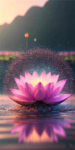 Diamond Painting Lotus Pourpre 65x130cm pour Chasser le Stress avec un Grand Kit Broderie Diamant