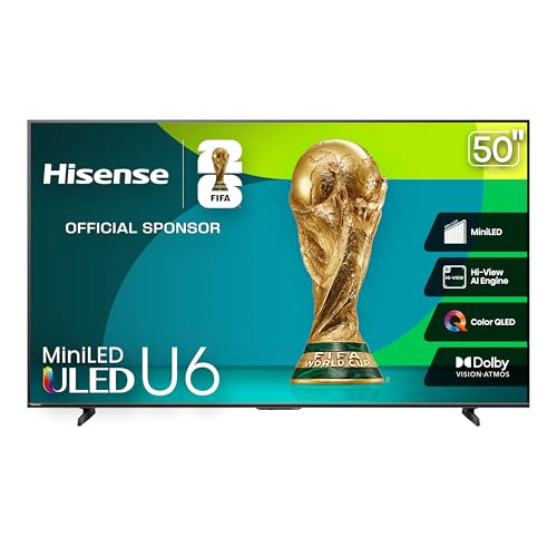 Opiniones de pantallas en oferta - los más vendidos. 43 Hisense Television U6QV Pantalla 50 Pulgadas,Mini-LED Smart Vidaa TV UHD 4K,Control Remoto por Voz con Alexa,Hi-View AI Engine,Dolby Vision Atmos,Total HDR Solution