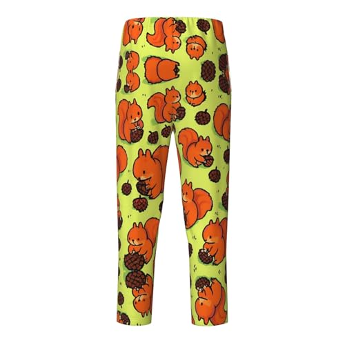 Pajama Pants Pajama Bottoms with Elastic Waistband Sleepwear Lounge Pants, Cute Squirrels Pine Cones2