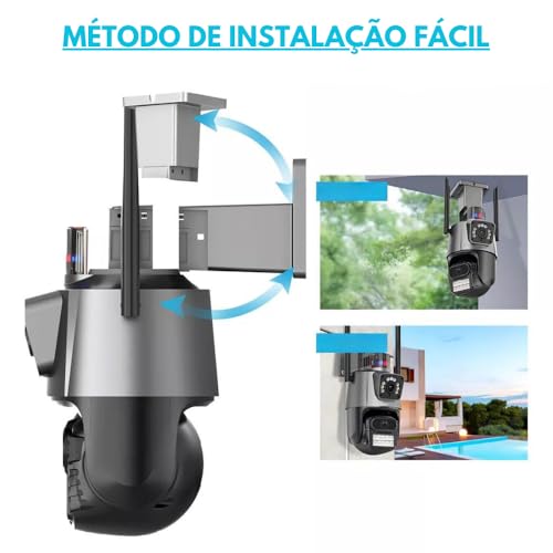 Câmera de Segurança P11 Wifi 6 mp 4K com 340° PTZ com sirene integrada, Visão Noturna, à Prova d'Ág