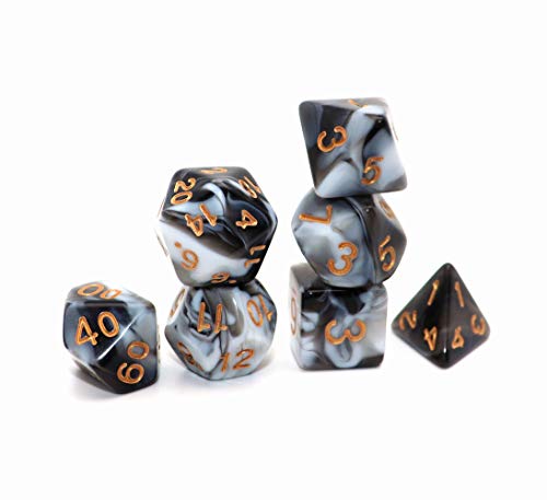 Polyhedral DND Würfel Set, 6Pack Doppelfarben Würfel Sets mit D4 D6 D8 D10 D% D12 D20 Kompatibel mit Dungeons and Dragons D&D RPG MTG Tischspielen (42 Pcs)