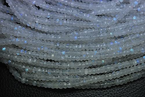 LKBEADS Rainbow Moonstone 4mm en rondelles facettées pour création de bijoux uniques