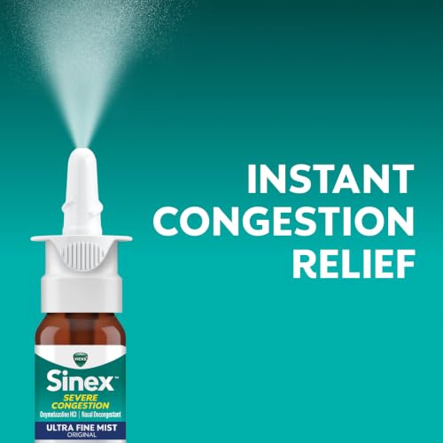 Vicks Sinex SEVERE CONGESTION Nasal Spray, Original Ultra Fine Mist Nose Spray, Nasal Decongestant Sinus Medicine, Nasal Congestion Relief & Sinus Pressure Relief due to Cold or Allergies, 530 Sprays - image 3