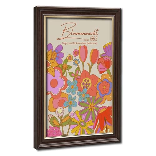 Bloemenmarkt Flower Market Print Amsterdam Netherlands, Colourful Retro Art, Groovy