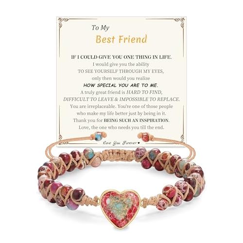 Gifts for Daughter Granddaughter Valentines Day Gifts for Her To My Mom Grandma Wife Girlfriend Sister Jasper Heart Bracelets Birthday Anniversary Christmas Stocking Stuffers Jewelry for Wom