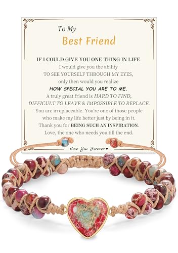 Image of Gifts for Daughter Granddaughter, To My Mom Grandma Wife Girlfriend Sister Jasper Heart Bracelets Birthday Graduation Anniversary Christmas Stocking Stuffers Valentines Mothers Day Jewelry