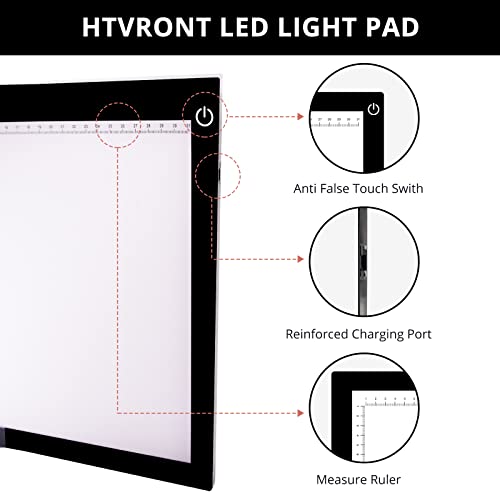 Htvront Portable A4 Led Bright Light Pad, Ultra-Thin & Adjustable Luminosity Light Board, Usb Powered Black Light Box For Tracing, Weeding Vinyl, Weeding Tool, Diamond Painting, Sketching #TOP4