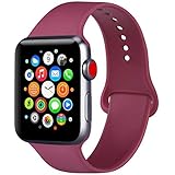 ATUP Compatible with for Apple Watch Replacement Band 38mm 40mm 42mm 44mm Women Men, Soft Silicone Band Compatible with for iWatch Series 4, 3, 2, 1 (.Wine Red, 42mm/44mm-S/M)