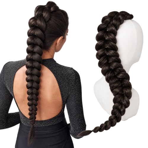 Sotpmal 30 Inch Braided Ponytail Extension with Hair Tie, Black Brown
