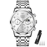 腕時計 メンズ OLEVS オシャレ人気 クオーツ うで時計日付 防水 ビジネス とけい腕時 計メンズ シルバーステンレスバンド スポーツ クロノグラフ男性用腕時 計 カジュアル クラシックムーンスウォッチ