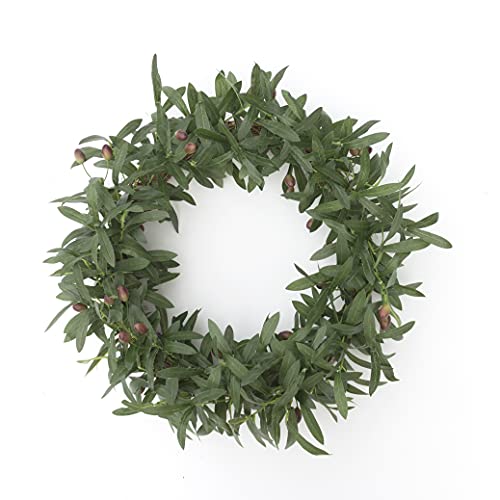 Ansuma 24” Artificial Olive Wreath Green Leaves Front Door Wreath Garland Olive Branch Ornaments Hanging Decoration For Home Wedding Party Wall Window Decor #TOP7