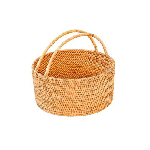 Handwoven Rattan Picnic Basket, 11"×11"×4" Rustic Storage - image 1