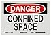 Brady 95015 10" Width x 7" Height B-401 Plastic, Black and Red on White Confined Space Sign, Header "Danger", Legend "Confined Space"