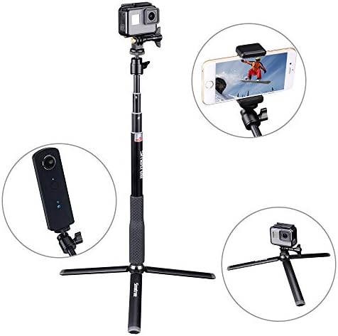 Smatree Aluminum Telescoping Selfie Stick with Tripod Stand Compatible for Gopro Hero 11/10/9/8/7/6/5/4/3+/3/Session/Fusion/Gopro Hero Max/Gopro Hero 2018/DJI OSMO Action 2,SJCAM,AKASO,Xiaomi Yi