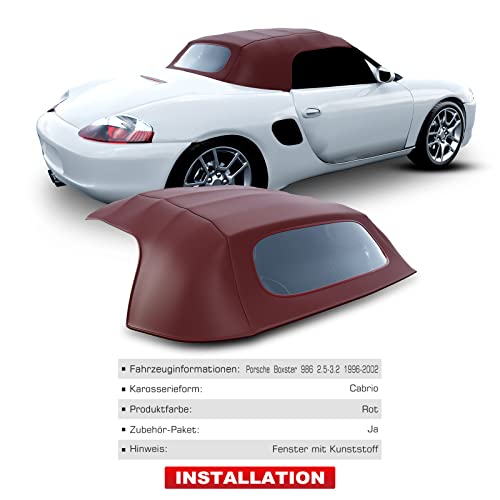 Frankberg Cabrioverdeck Softtop Verdeckbezug Rot Kompatibel mit Boxster 986 2.7L-3.2L Benzin 1996-2002 Replace# PBl3003