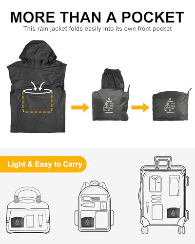Outdoor Ventures Men's Rain Jacket Waterproof Lightweight Packable Rain Pullover for Hiking Golf Running3