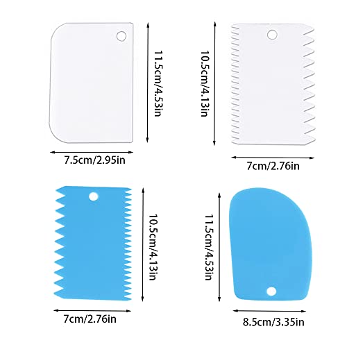 Cake Smoother Scraper Dough Scraper Tools Set,Cake Icing Scraper Smoother,Reusable Bread Cream Pizza Cutter,Flexible Plastic Pastry Cutter,For Baking Cake Edge Stripe Decorating Comb(7Pcs,Multicolor) #TOP2