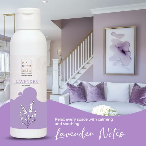 Image of AIR-ROMA Lavender Scented Aroma Diffuser Oil, Pure, Natural and Undiluted 100ml | Strong & Long-Lasting Aroma - Fragrance Oil for Home, Office, Candles